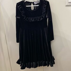 The Main Street Exchange Adorable Sweetness black ruffle velvet dress 5/6 girls